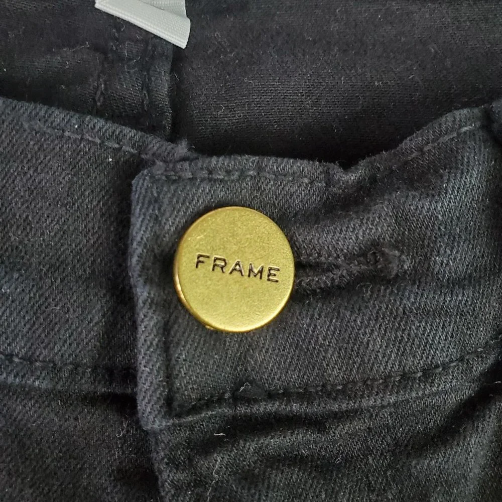 Frame Le Skinny De Jeanne Black Distressed Ripped Jeans, 26 - Picture 7 of 11